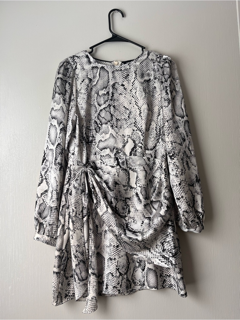 Zara Black & White Snake-Print Long Sleeve Mini Dress